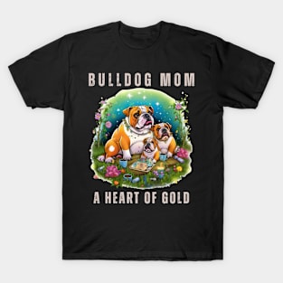 Bulldog Mom A Heart Of Gold T-Shirt